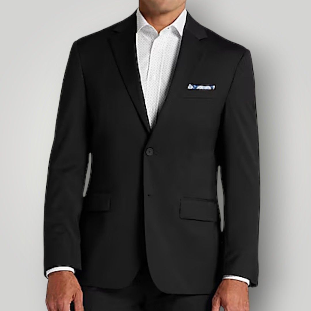 Jos A Bank Mens Blazer 40r Black Wool Sport Coat Two Button Jacket New